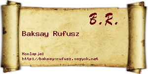 Baksay Rufusz névjegykártya